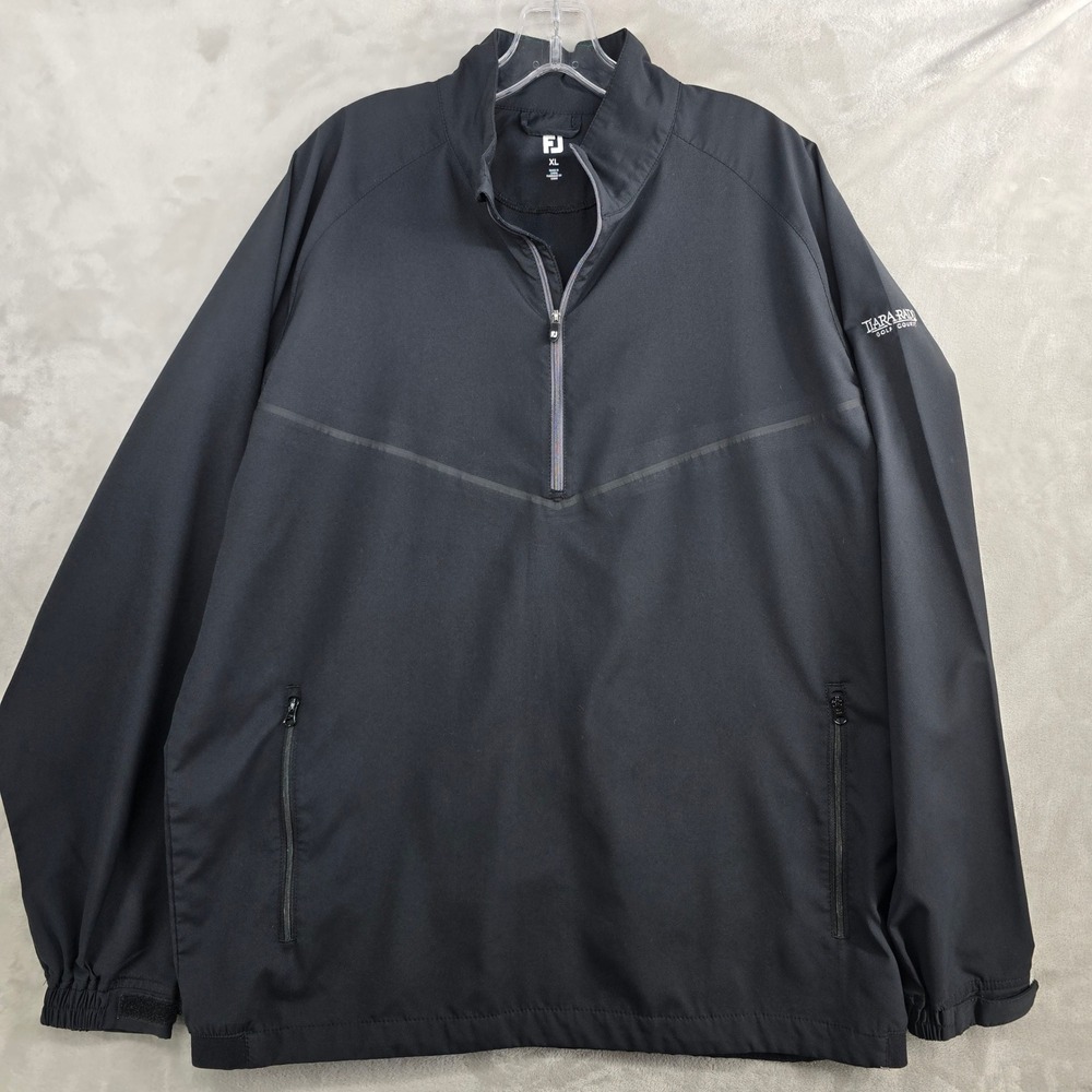 FootJoy FJ‎ Mens XL Black 1/2 Zip Golf Windbreaker Jacket Tiara Rado